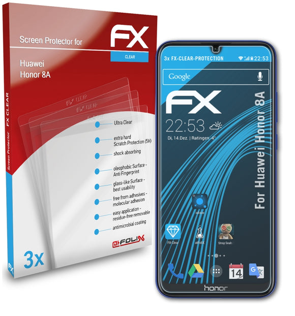 atFoliX FX-Clear Schutzfolie für Huawei Honor 8A