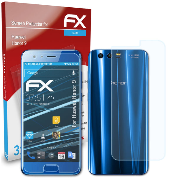 atFoliX FX-Clear Schutzfolie für Huawei Honor 9