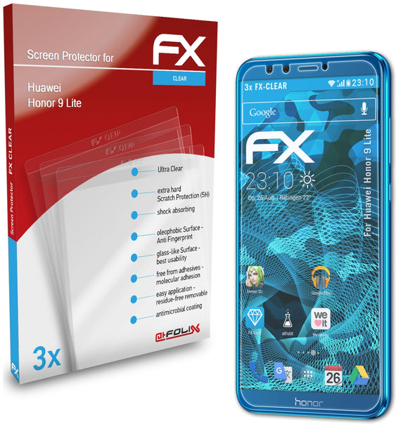 atFoliX FX-Clear Schutzfolie für Huawei Honor 9 Lite