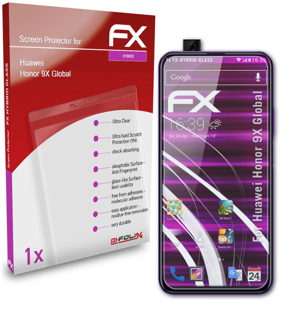 atFoliX FX-Hybrid-Glass Panzerglasfolie für Huawei Honor 9X (Global)