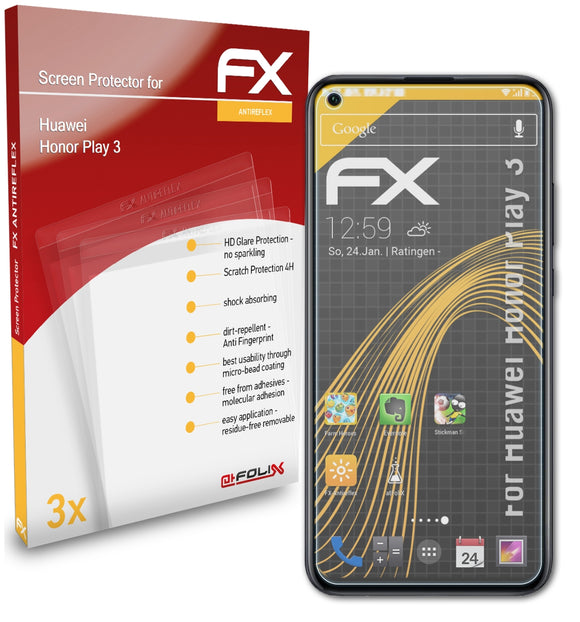 atFoliX FX-Antireflex Displayschutzfolie für Huawei Honor Play 3