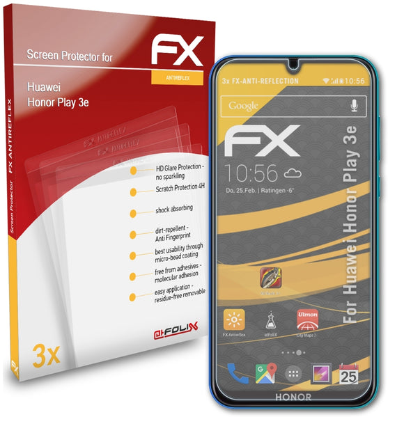 atFoliX FX-Antireflex Displayschutzfolie für Huawei Honor Play 3e