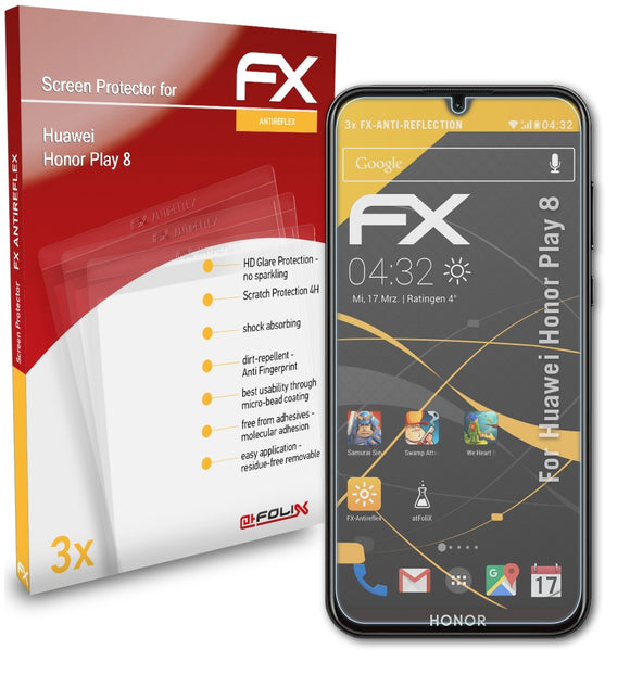 atFoliX FX-Antireflex Displayschutzfolie für Huawei Honor Play 8