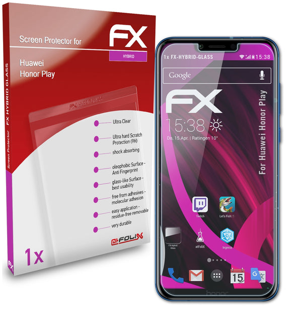 atFoliX FX-Hybrid-Glass Panzerglasfolie für Huawei Honor Play