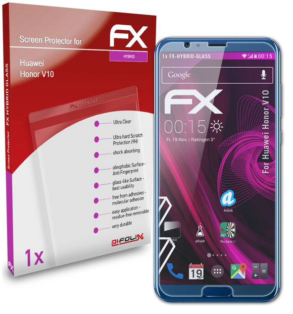 atFoliX FX-Hybrid-Glass Panzerglasfolie für Huawei Honor V10