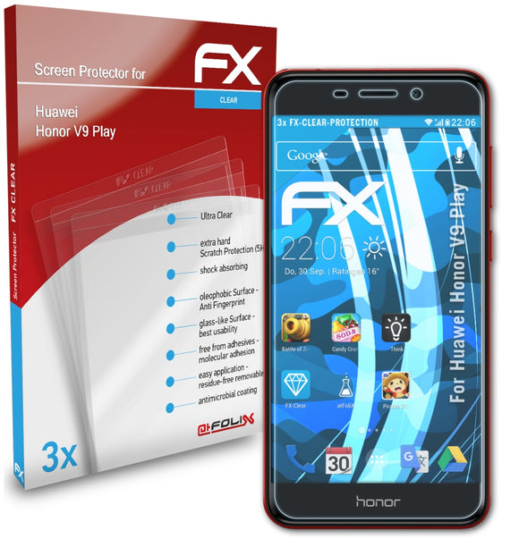 atFoliX FX-Clear Schutzfolie für Huawei Honor V9 Play