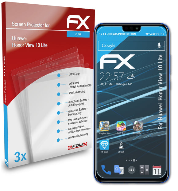 atFoliX FX-Clear Schutzfolie für Huawei Honor View 10 Lite