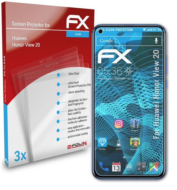 atFoliX FX-Clear Schutzfolie für Huawei Honor View 20