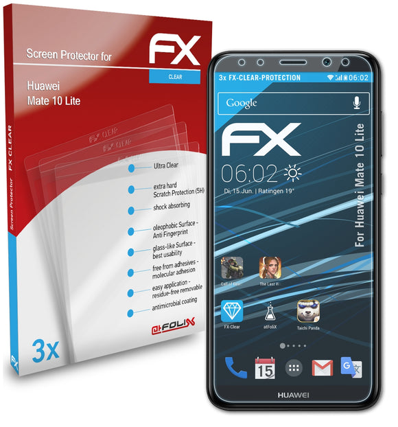 atFoliX FX-Clear Schutzfolie für Huawei Mate 10 Lite