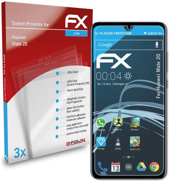 atFoliX FX-Clear Schutzfolie für Huawei Mate 20