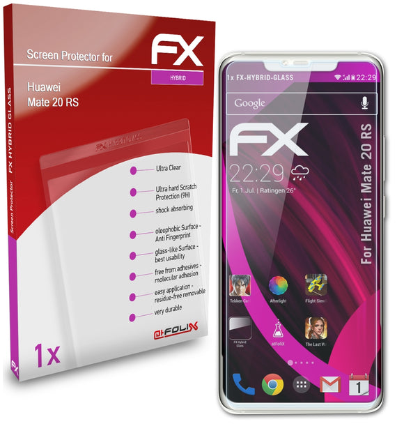 atFoliX FX-Hybrid-Glass Panzerglasfolie für Huawei Mate 20 RS