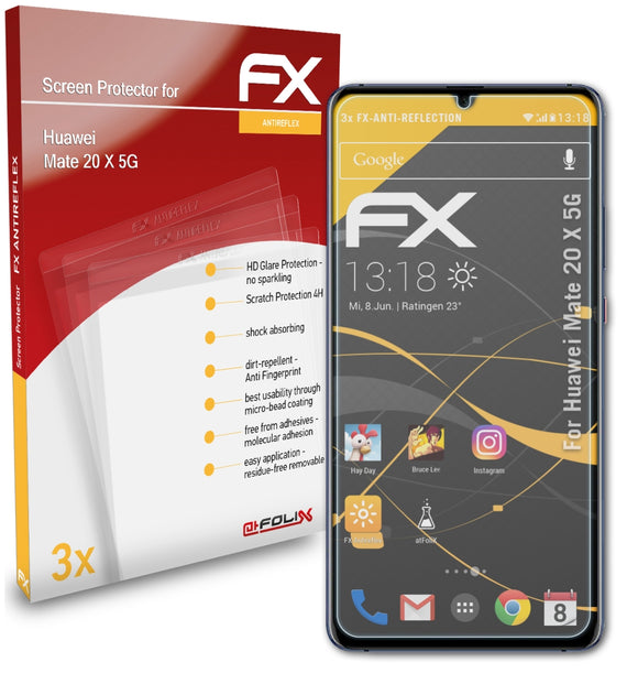 atFoliX FX-Antireflex Displayschutzfolie für Huawei Mate 20 X 5G