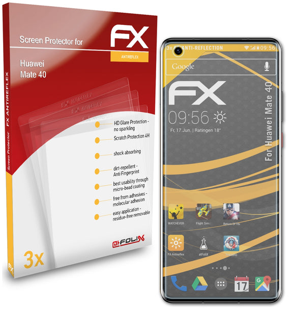 atFoliX FX-Antireflex Displayschutzfolie für Huawei Mate 40