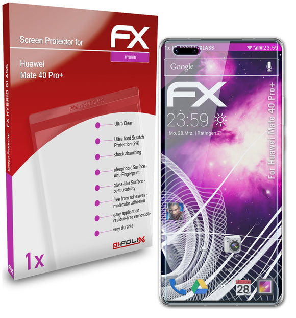 atFoliX FX-Hybrid-Glass Panzerglasfolie für Huawei Mate 40 Pro+