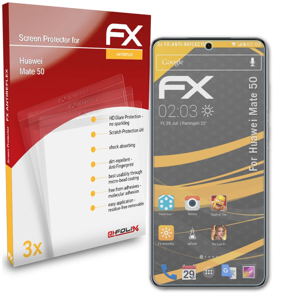 atFoliX FX-Antireflex Displayschutzfolie für Huawei Mate 50