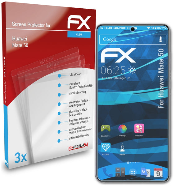 atFoliX FX-Clear Schutzfolie für Huawei Mate 50