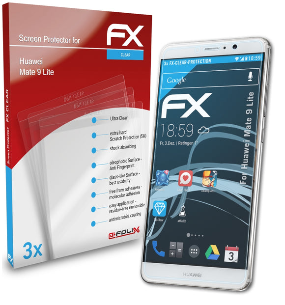 atFoliX FX-Clear Schutzfolie für Huawei Mate 9 Lite