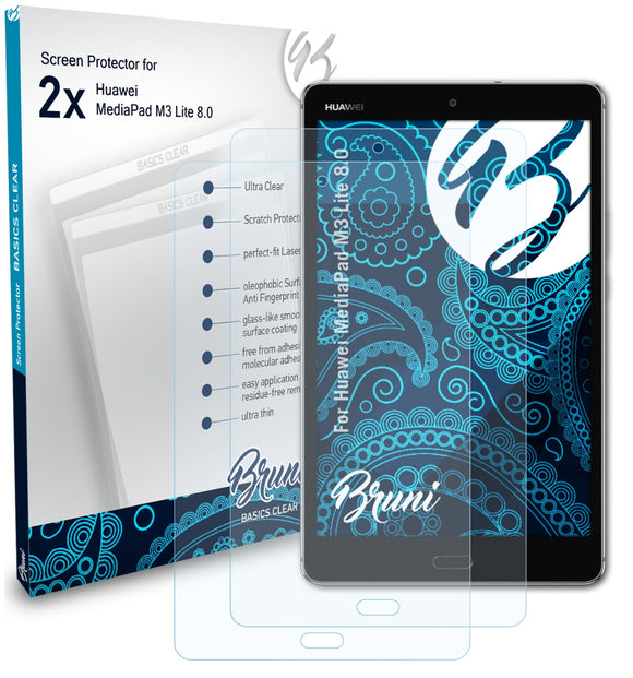 Bruni Basics-Clear Displayschutzfolie für Huawei MediaPad M3 Lite 8.0