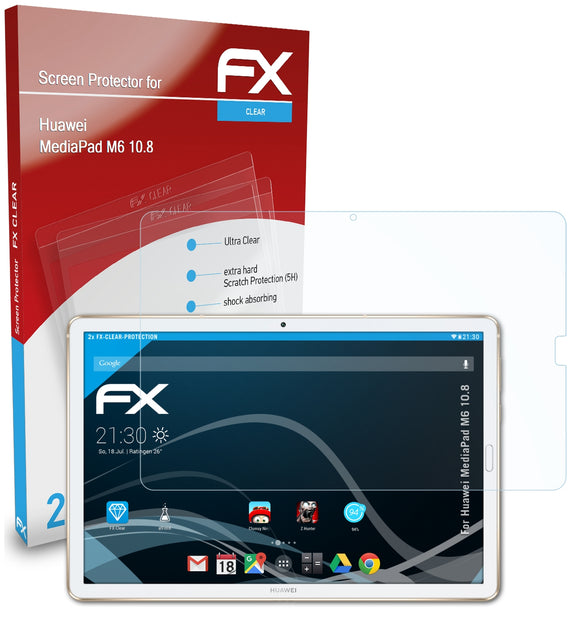 atFoliX FX-Clear Schutzfolie für Huawei MediaPad M6 10.8