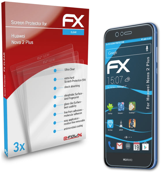 atFoliX FX-Clear Schutzfolie für Huawei Nova 2 Plus