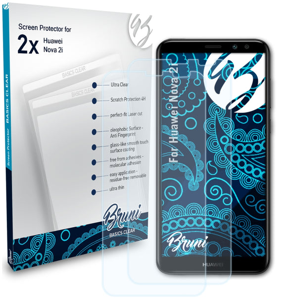 Bruni Basics-Clear Displayschutzfolie für Huawei Nova 2i