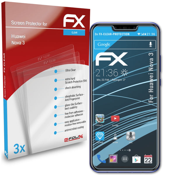 atFoliX FX-Clear Schutzfolie für Huawei Nova 3