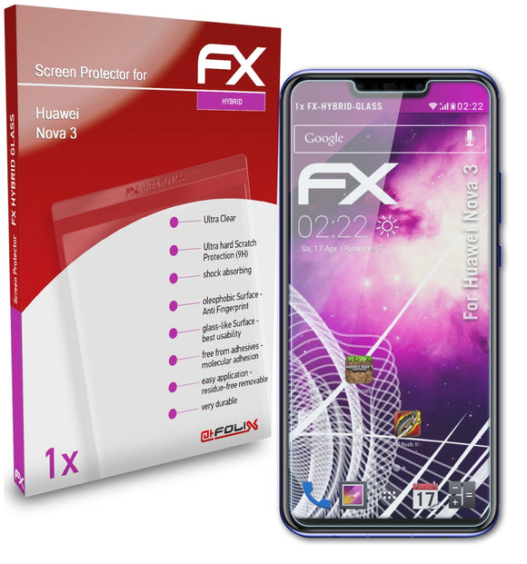 atFoliX FX-Hybrid-Glass Panzerglasfolie für Huawei Nova 3