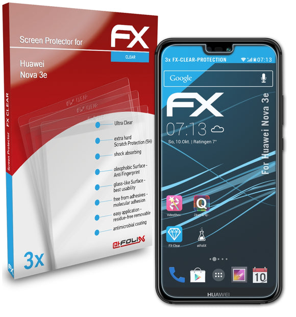 atFoliX FX-Clear Schutzfolie für Huawei Nova 3e