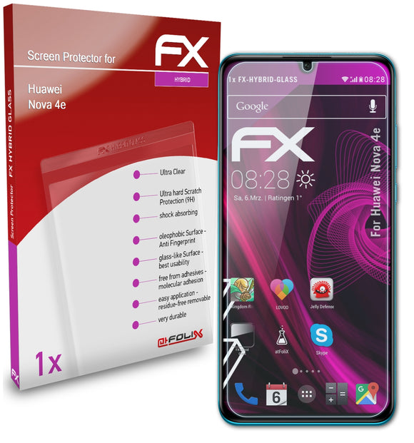 atFoliX FX-Hybrid-Glass Panzerglasfolie für Huawei Nova 4e