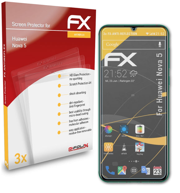 atFoliX FX-Antireflex Displayschutzfolie für Huawei Nova 5