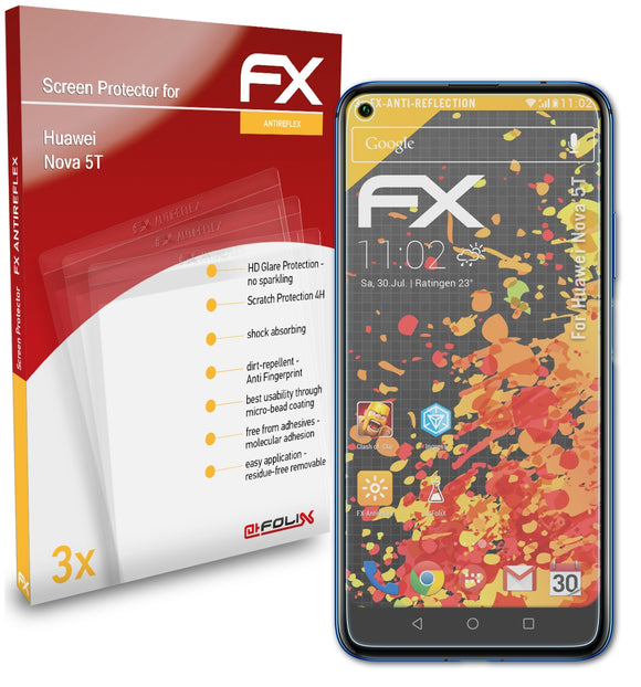 atFoliX FX-Antireflex Displayschutzfolie für Huawei Nova 5T