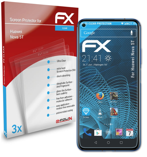 atFoliX FX-Clear Schutzfolie für Huawei Nova 5T