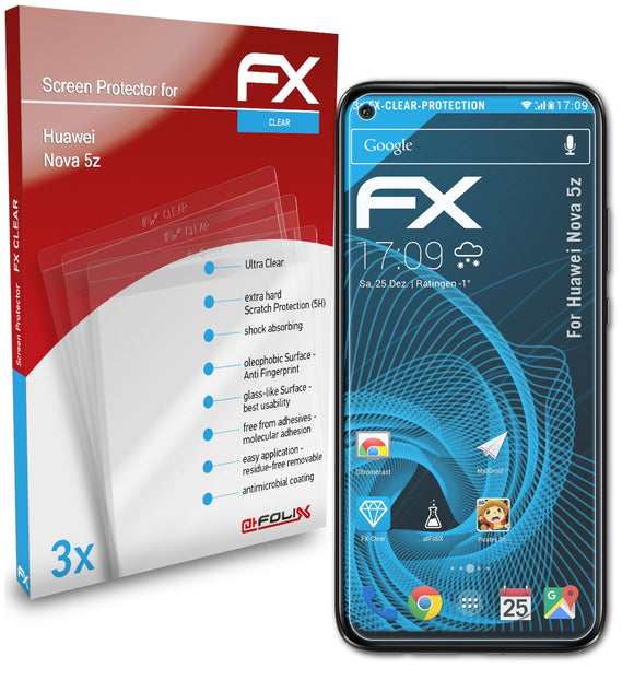 atFoliX FX-Clear Schutzfolie für Huawei Nova 5z