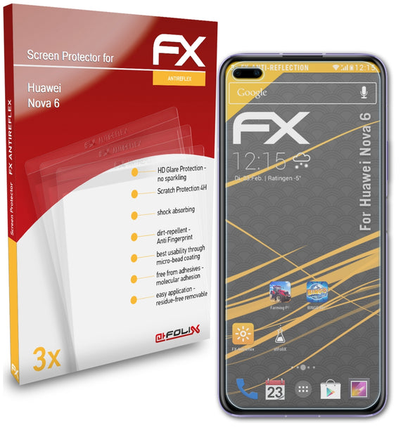 atFoliX FX-Antireflex Displayschutzfolie für Huawei Nova 6