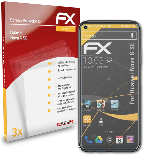 atFoliX FX-Antireflex Displayschutzfolie für Huawei Nova 6 SE