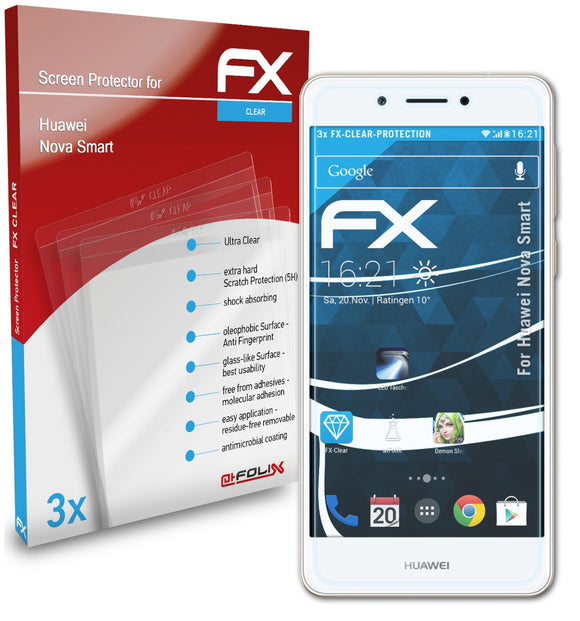 atFoliX FX-Clear Schutzfolie für Huawei Nova Smart
