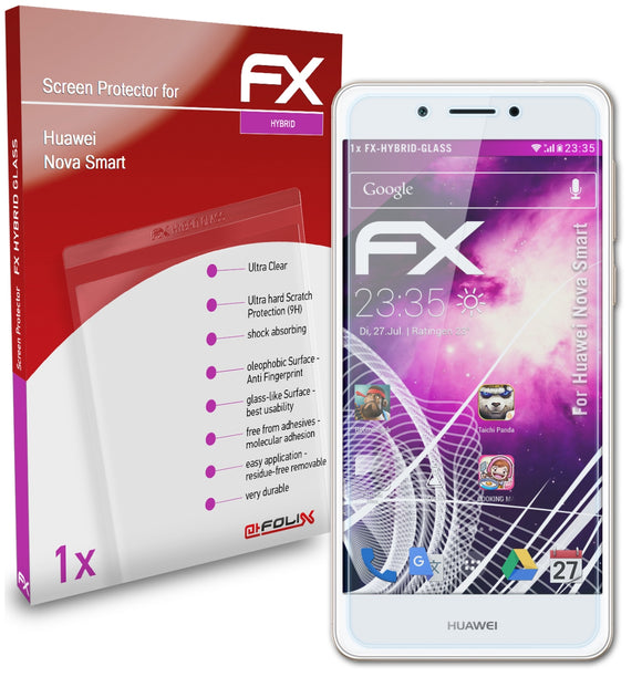 atFoliX FX-Hybrid-Glass Panzerglasfolie für Huawei Nova Smart