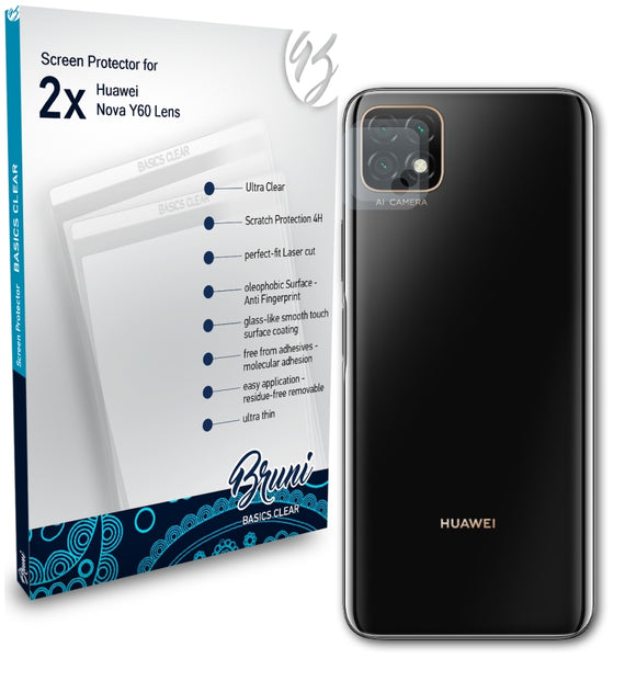 Bruni Basics-Clear Displayschutzfolie für Huawei Nova Y60 Lens