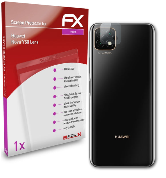 atFoliX FX-Hybrid-Glass Panzerglasfolie für Huawei Nova Y60 Lens