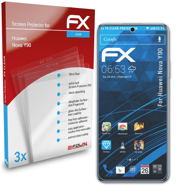atFoliX FX-Clear Schutzfolie für Huawei Nova Y90