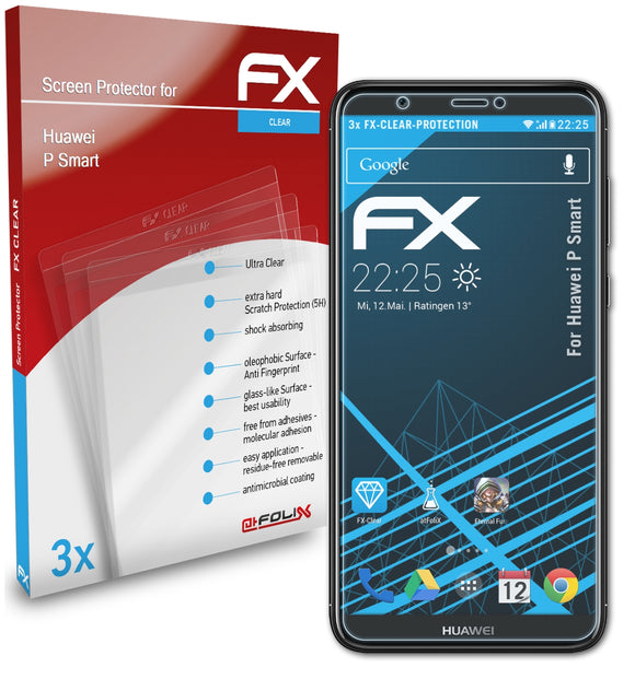 atFoliX FX-Clear Schutzfolie für Huawei P Smart