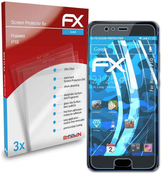 atFoliX FX-Clear Schutzfolie für Huawei P10