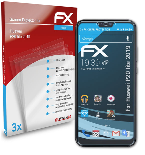 atFoliX FX-Clear Schutzfolie für Huawei P20 lite (2019)