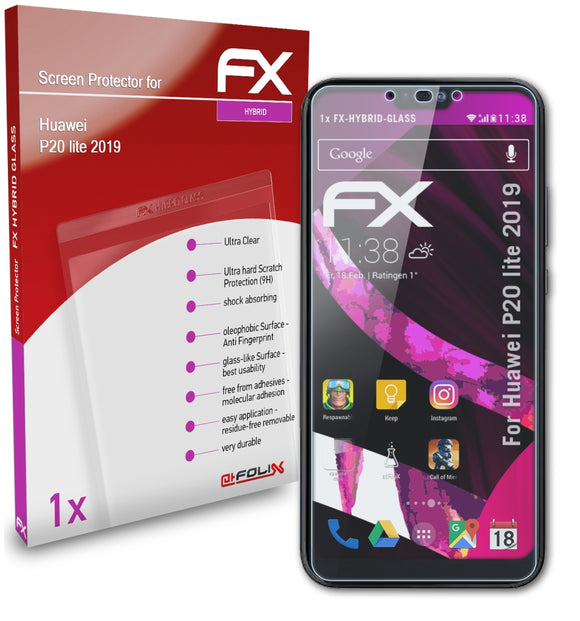 atFoliX FX-Hybrid-Glass Panzerglasfolie für Huawei P20 lite (2019)