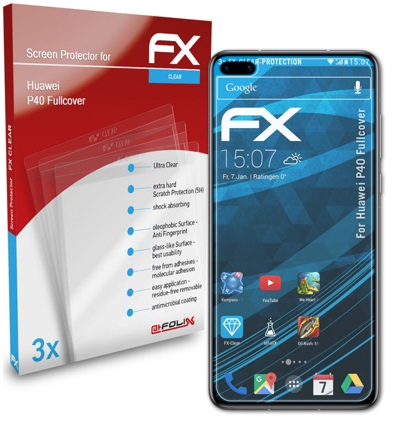 atFoliX FX-Clear Schutzfolie für Huawei P40 (Fullcover)