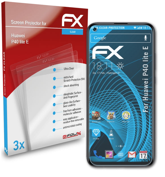 atFoliX FX-Clear Schutzfolie für Huawei P40 lite E