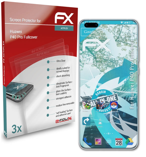 atFoliX FX-ActiFleX Displayschutzfolie für Huawei P40 Pro (Fullcover)