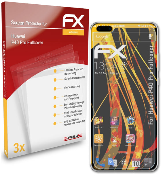 atFoliX FX-Antireflex Displayschutzfolie für Huawei P40 Pro (Fullcover)