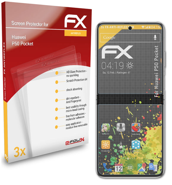 atFoliX FX-Antireflex Displayschutzfolie für Huawei P50 Pocket