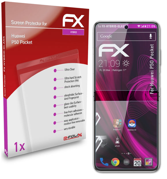 atFoliX FX-Hybrid-Glass Panzerglasfolie für Huawei P50 Pocket